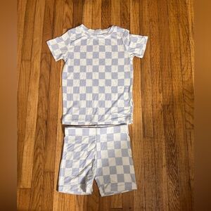 Dream Big Little Co 3T Bamboo Purple and white check pajama shorts set